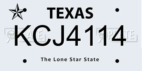 KCJ4114 Texas License Plate