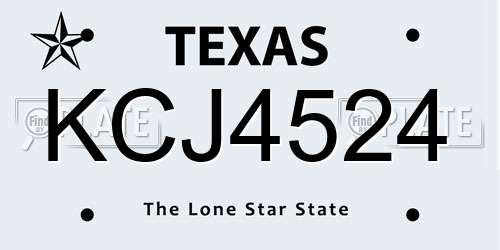 KCJ4524 Texas License Plate