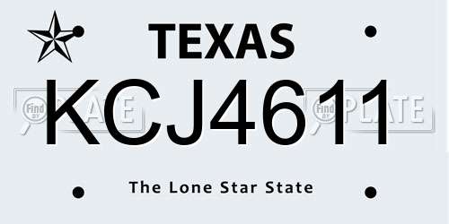 KCJ4611 Texas License Plate