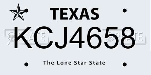KCJ4658 Texas License Plate