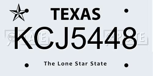 KCJ5448 Texas License Plate