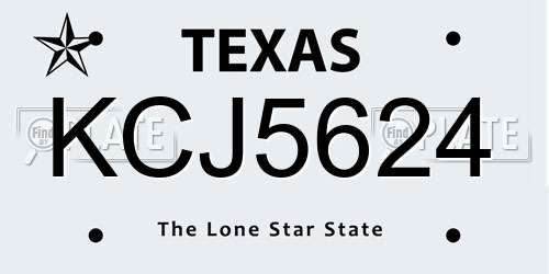 KCJ5624 Texas License Plate