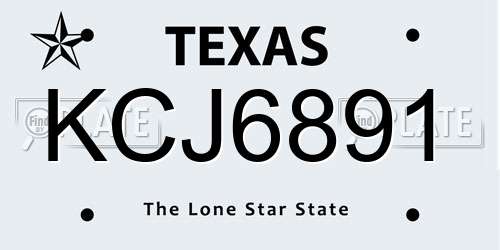 KCJ6891 Texas License Plate