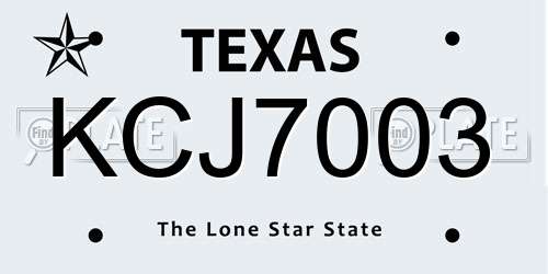 KCJ7003 Texas License Plate