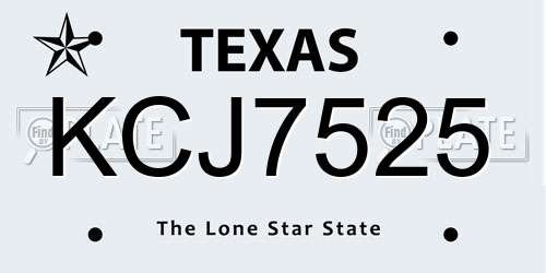 KCJ7525 Texas License Plate