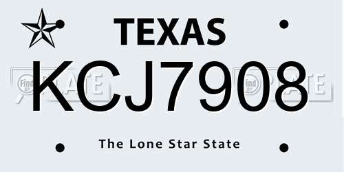KCJ7908 Texas License Plate
