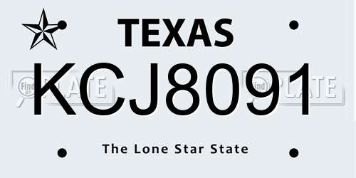 KCJ8091 Texas License Plate