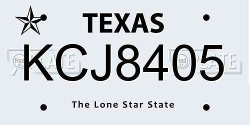 KCJ8405 Texas License Plate