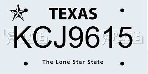 KCJ9615 Texas License Plate