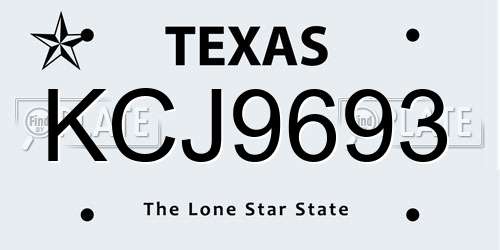 KCJ9693 Texas License Plate