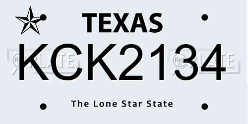 KCK2134 Texas License Plate