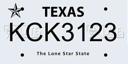 KCK3123 Texas License Plate