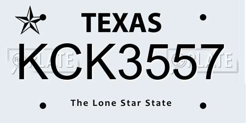 KCK3557 Texas License Plate