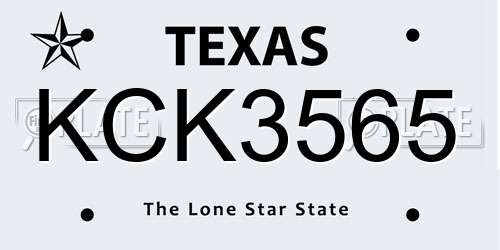 KCK3565 Texas License Plate