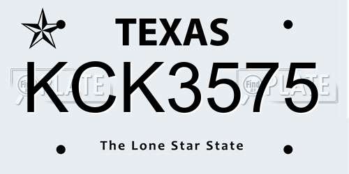 KCK3575 Texas License Plate
