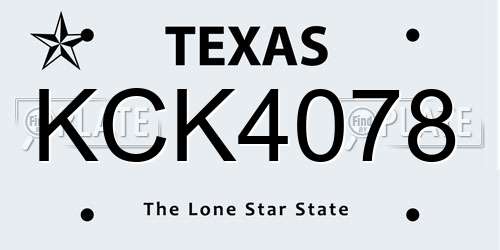 KCK4078 Texas License Plate