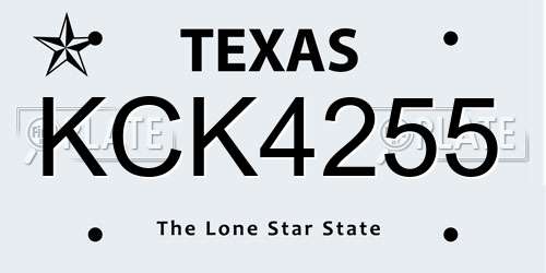 KCK4255 Texas License Plate