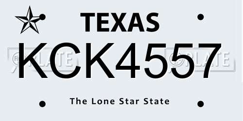 KCK4557 Texas License Plate