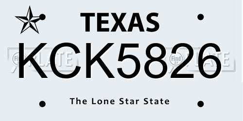 KCK5826 Texas License Plate