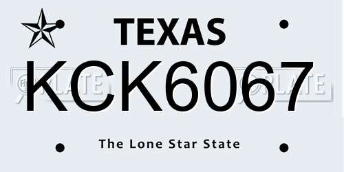 KCK6067 Texas License Plate
