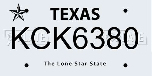 KCK6380 Texas License Plate