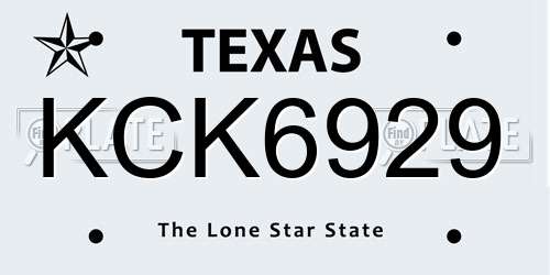 KCK6929 Texas License Plate