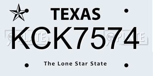 KCK7574 Texas License Plate