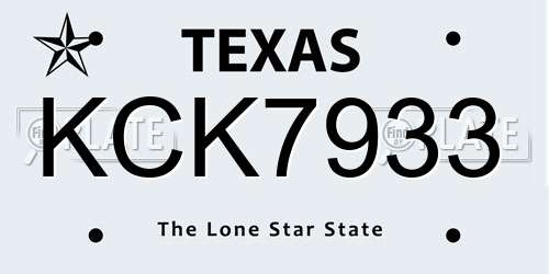 KCK7933 Texas License Plate