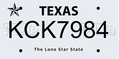 KCK7984 Texas License Plate