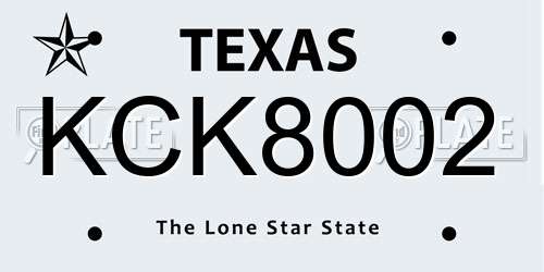 KCK8002 Texas License Plate
