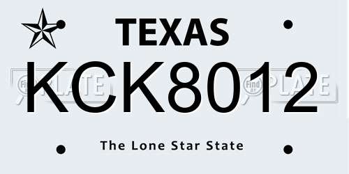 KCK8012 Texas License Plate