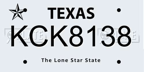 KCK8138 Texas License Plate
