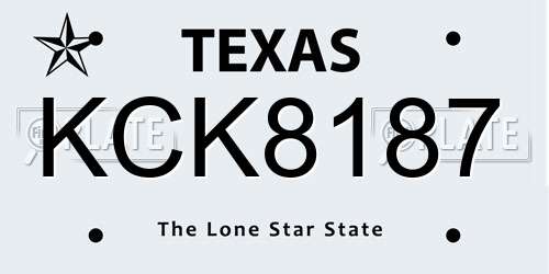 KCK8187 Texas License Plate