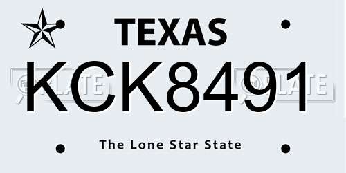 KCK8491 Texas License Plate