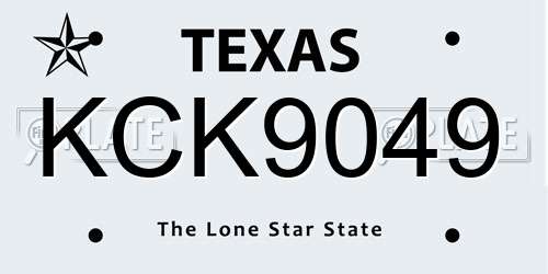 KCK9049 Texas License Plate