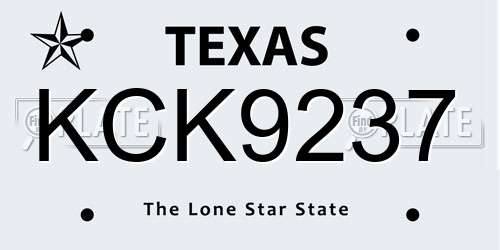 KCK9237 Texas License Plate