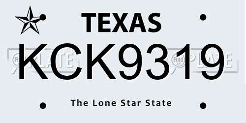 KCK9319 Texas License Plate