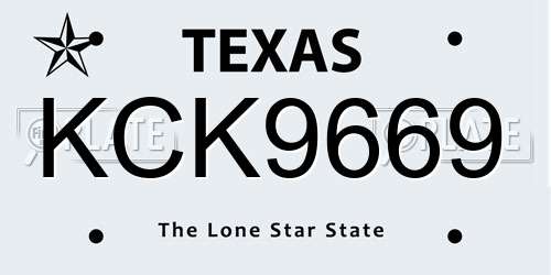 KCK9669 Texas License Plate
