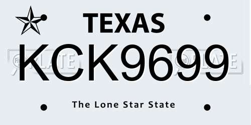 KCK9699 Texas License Plate