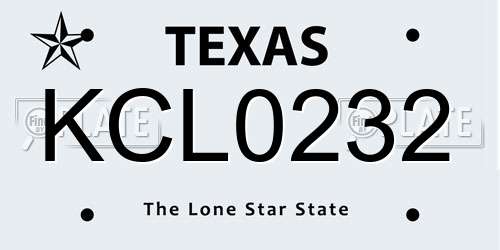 KCL0232 Texas License Plate