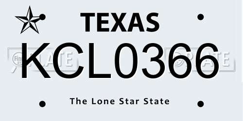 KCL0366 Texas License Plate
