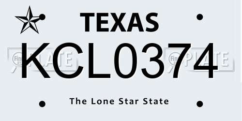 KCL0374 Texas License Plate