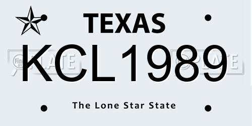 KCL1989 Texas License Plate