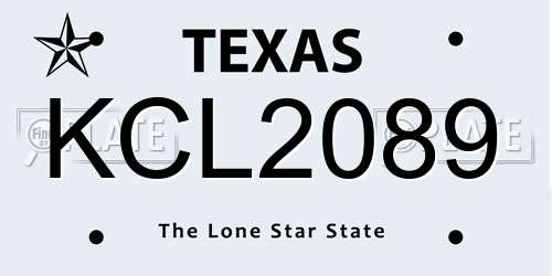 KCL2089 Texas License Plate