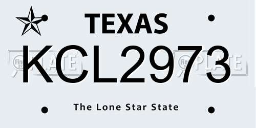 KCL2973 Texas License Plate