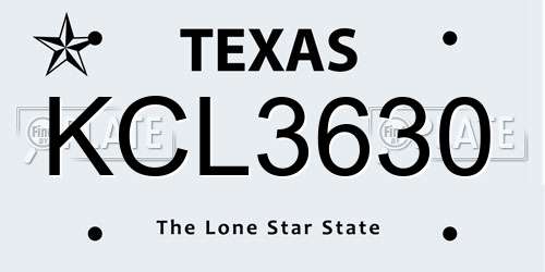 KCL3630 Texas License Plate