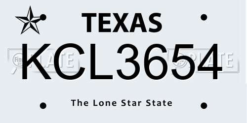 KCL3654 Texas License Plate