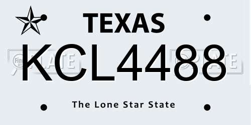 KCL4488 Texas License Plate