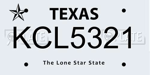 KCL5321 Texas License Plate