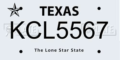KCL5567 Texas License Plate